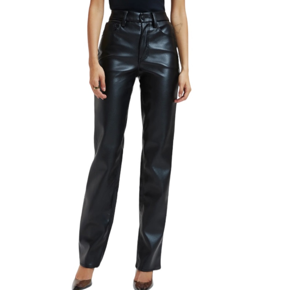 Good American Better Than Leather Faux Leather Good Icon Pants Black Size 8 NWT - Picture 12 of 12